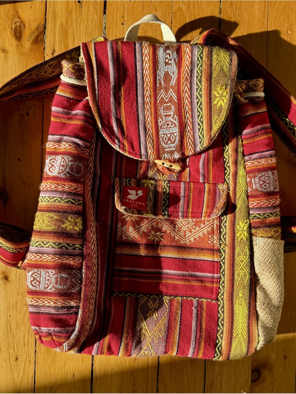 Handwoven Red Pattern Backpack by Taeluma